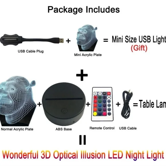 Shrek 3D LED Visual Night Light - Picture 9 of 9